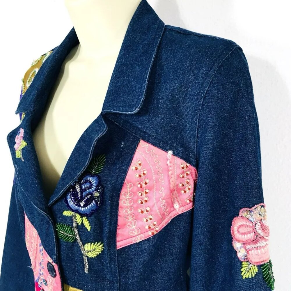 Together Vintage Patchwork Beaded Embroidered Den… - image 6